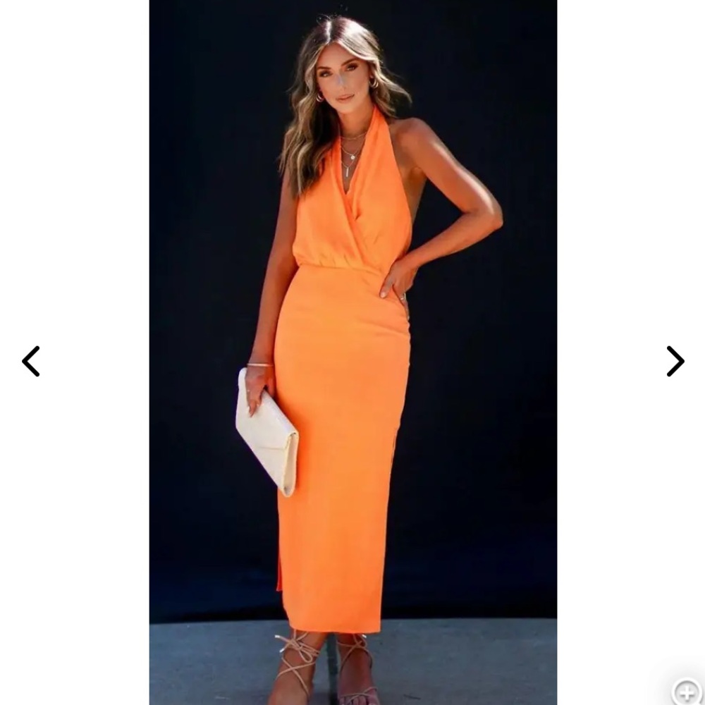 Orange drape vici dress